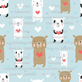 

cartoon stand bear panda heart valentine kawaii printed fabric DIY patchwork fabric,bag clothing dress handmade material