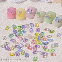 

100PCS Nail Art Magic Color Resin Candy Color Square Heart Shapes Acrylic For Nail Tips Decorations