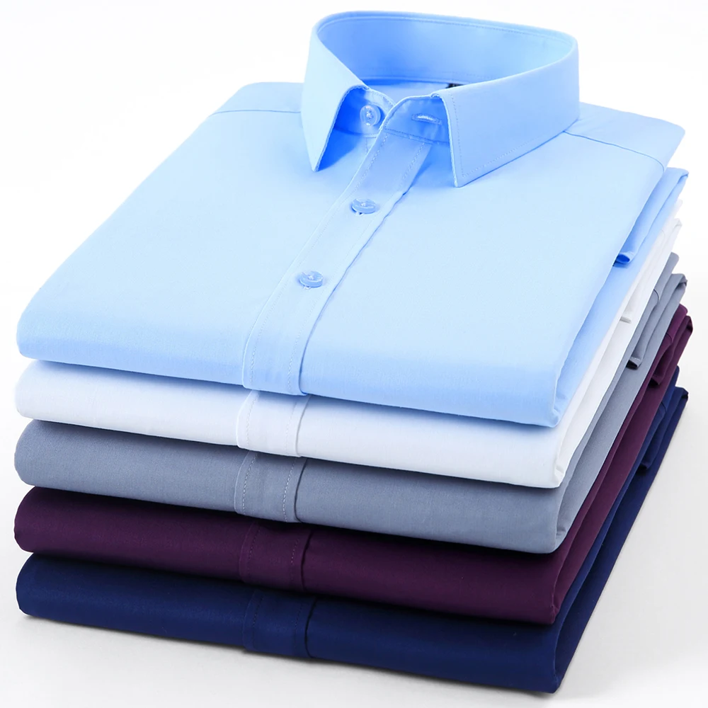 Camisa de vestir de manga larga para hombre, Camisa de vestir Masculina de alta calidad, a la moda, de hierro, Formal, Regular Fit, para oficina