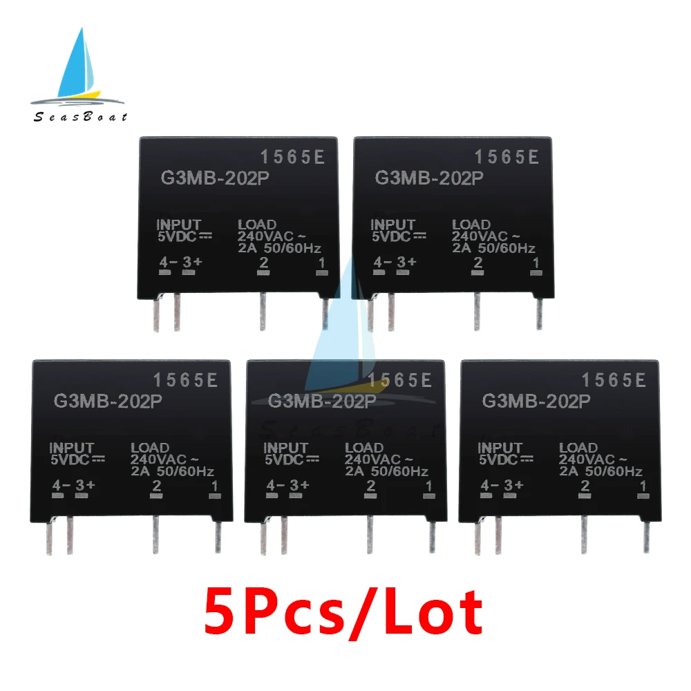 5 шт./лот в 12 В 24 DC-AC твердотельный релейный модуль G3MB-202P PCB SSR AC 240 2A Snubber цепной
