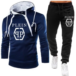Survêtement imprimé QP pour hommes, manches longues, Double brin, fermeture éclair, pantalon coupe vent, ensembles de moto 