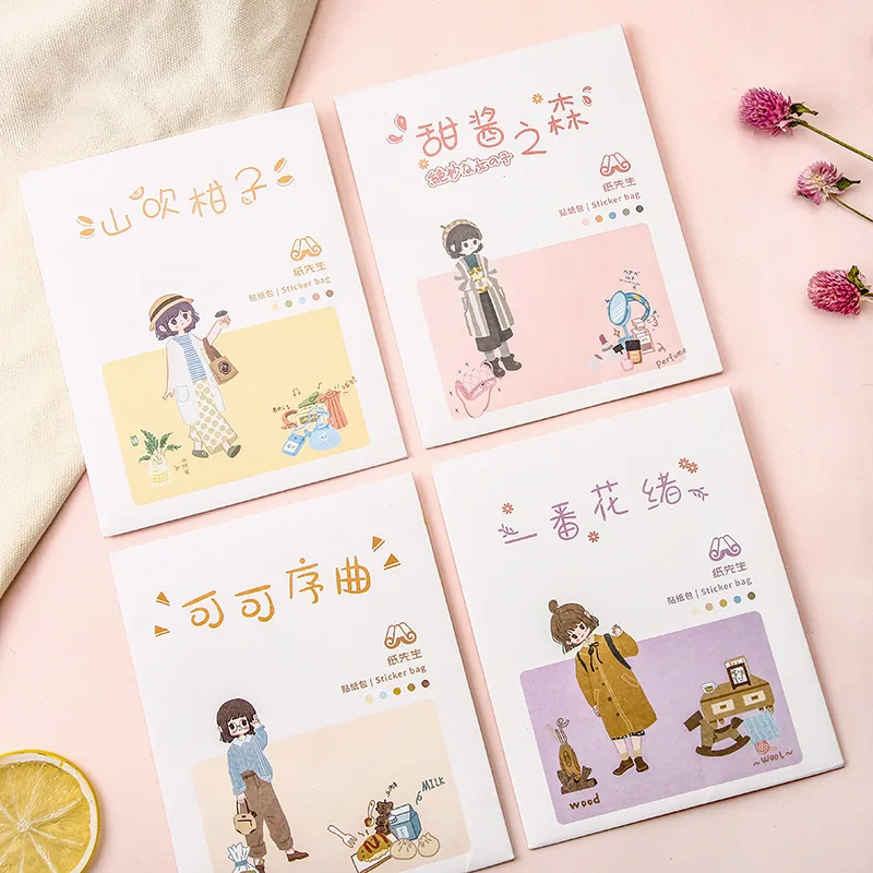8 Pcs/Set Kawaii Sticker Girls Series Stickers Daily life Envelope Sticker Japan Style Stationery Sticker Journal DIY Material