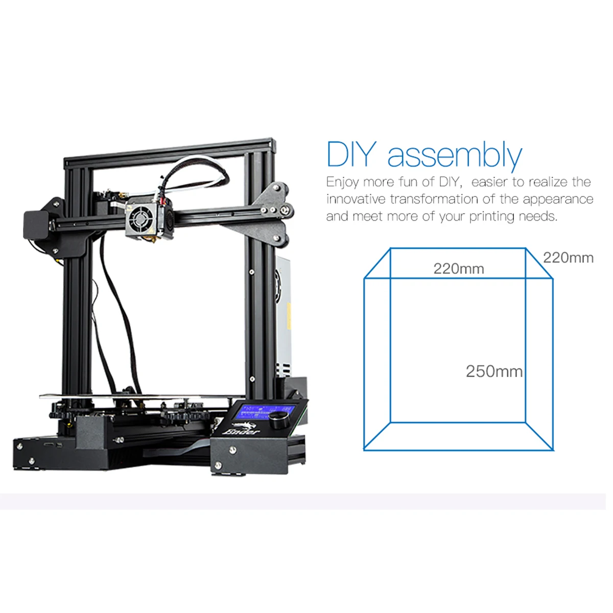 Ender-3/Ender-3 PRO 3d принтер DiY Kit v-слот I3 FDM технология MK10 экструдер 220x220x250 мм размер 3D принтер