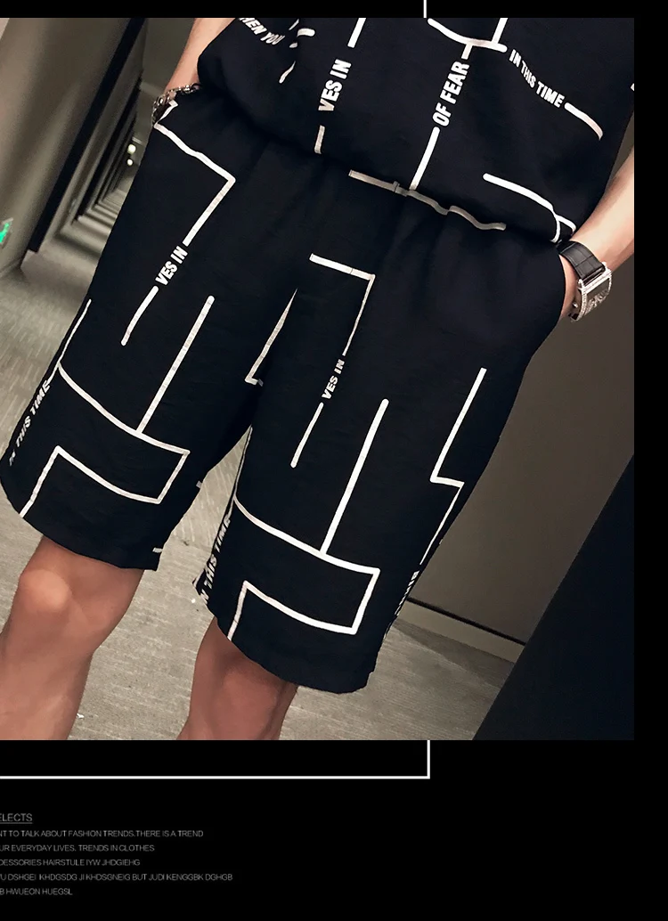 Корейский стиль Kleding уличная Ropa De Hombre Zomer футболки En Korte 2 шт набор Persoonlijkheid Gedrukt мужские kleding