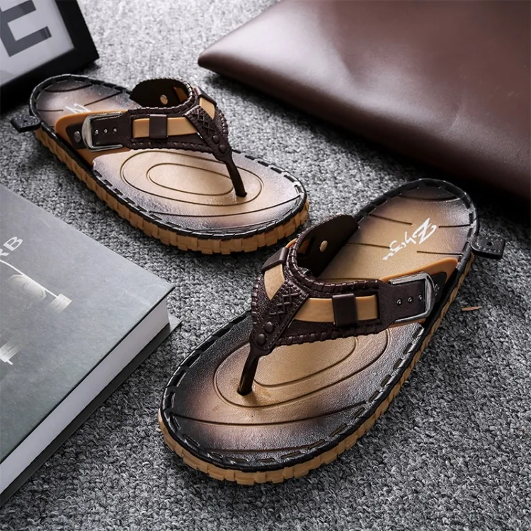 

Flat with Beach Outside Men's Slippers Solid Fashion Summer Flip Flops Concise Men Shoes