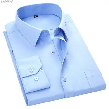 

White Blue Red Yellow Male Social Shirt Plus Size 5XL 6XL 7XL 8XL Men's Long Sleeve Slim Fit Dress Casual Shirt