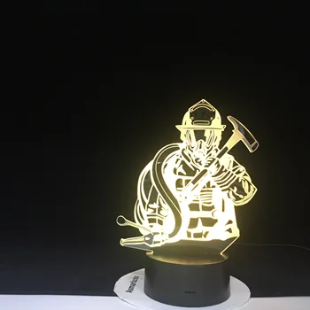 

Fireman LED 3D Modeling USB Night Lights Creative Firefighter Table Lamp Home Decor 7 Colors Changing Sleep Lighting Kids Gifts
