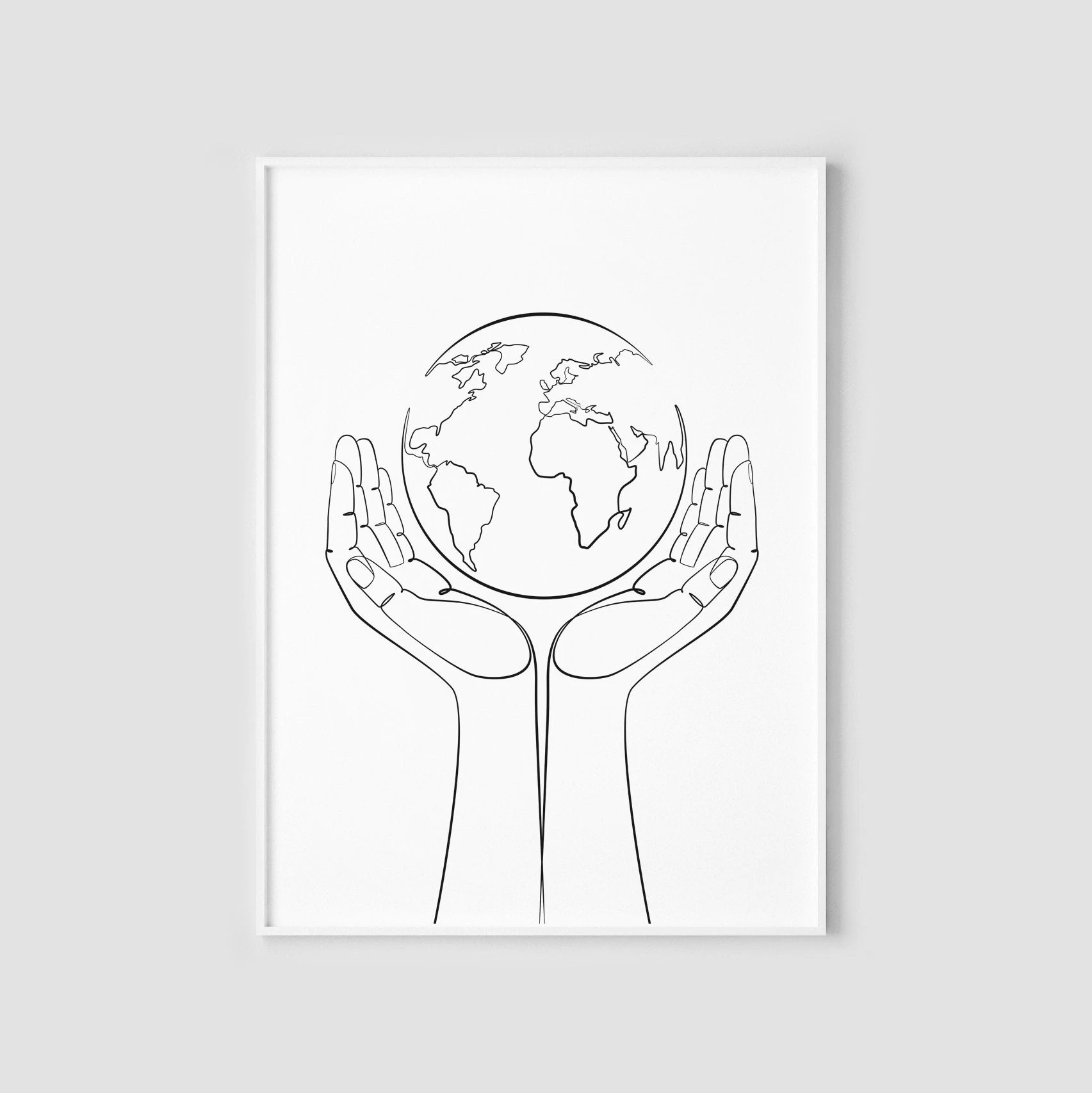 world in hands earth line drawing print printable wall art world map continuous one line art abstract planet print simple aliexpress home garden