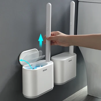 IZEFS Disposable Toilet Brush With Cleaning Liquid Wall-Mounted Cleaning Tool For Bathroom Replacement Brush Head Wc Accessories 6