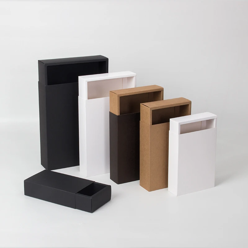 

White Black Jewelry Handmade Soap Packaging Boxes For Wedding Party Candy Kraft Paper Drawer Gift Box