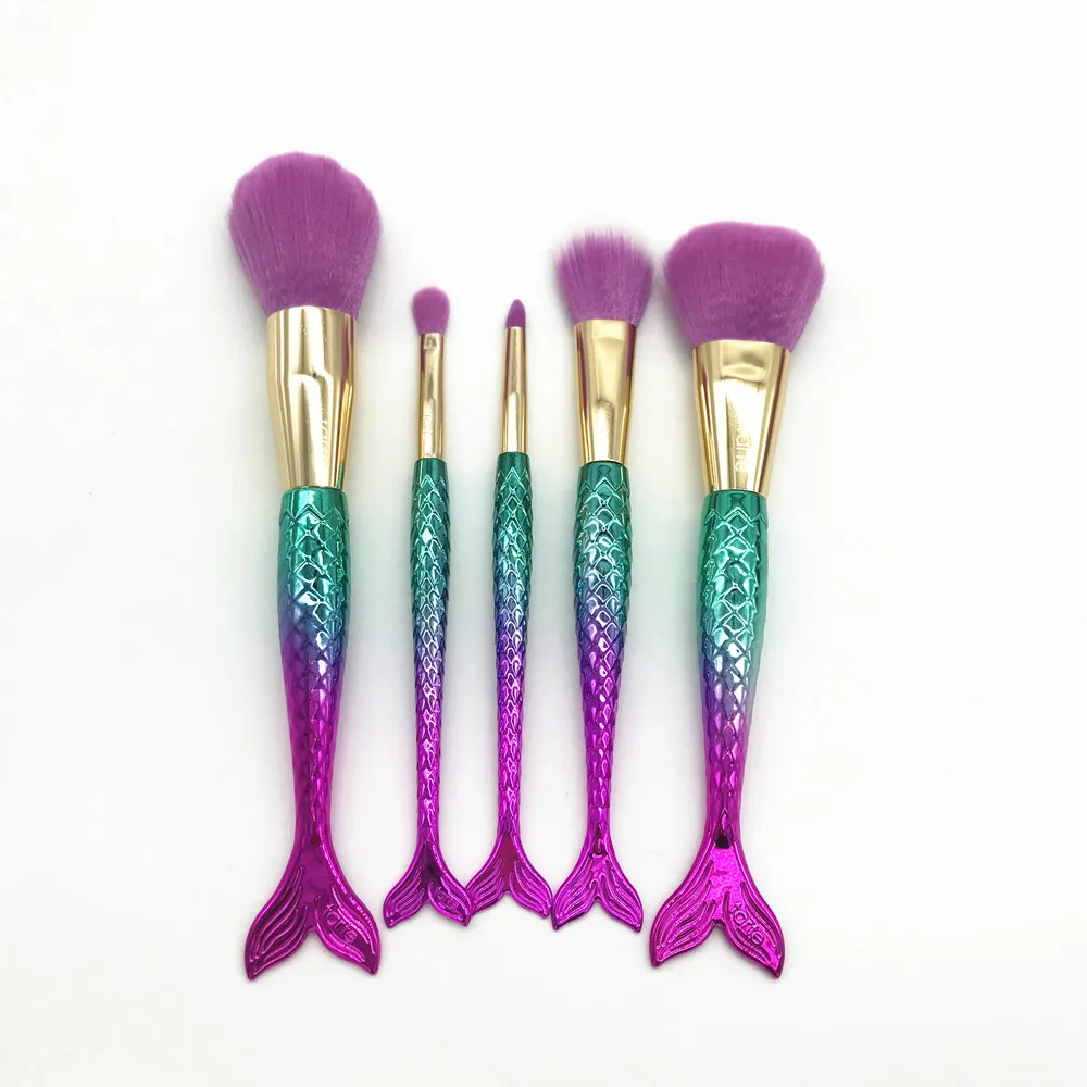 Кисти для макияжа 5 шт. набор кистей "Русалка" косметический инструмент от производителя оптом для девочек