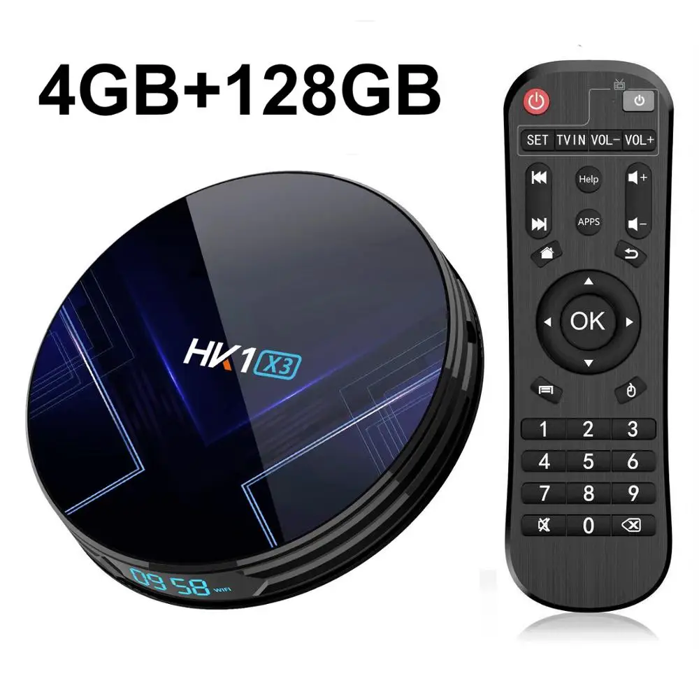 4GB 128GB HK1 X3 Android 9,0 Smart tv BOX Amlogic S905X3 4 Гб ОЗУ 128 Гб 5G Wifi BT4.0 1000M LAN USB3.0 H.265 8K ТВ-приставка медиаплеер - Цвет: 4GB 128GB