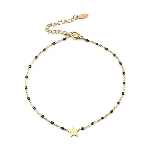 Steel Anklet Gold Color Enamel  Chain Anklet Gift For Women Jewelry Bracelet foot chain 23cm(9") long, 1 Piece