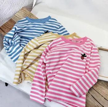 

Mihkalev 2020 spring kids tshirts for girls cotton striped t-shirts and tops Long sleeve children casual clothes Bottoming shirt