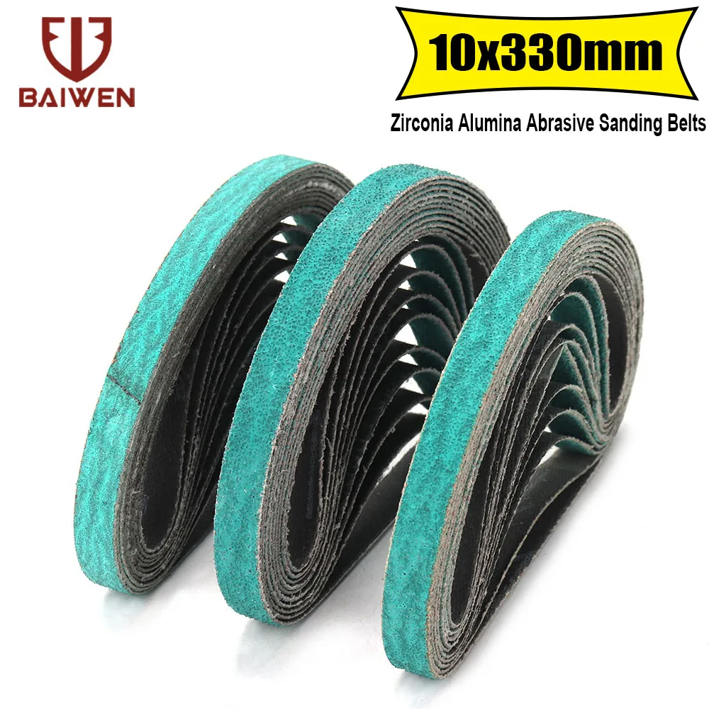 12PCS 10mm * 330mm Schleifen Gürtel Schleifpapier Schleif Bands Für Gürtel Grinder Zubehör Holz Weiche Metall Polieren grit 60 80 120