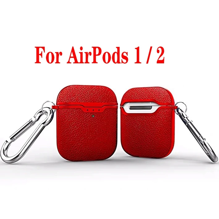 Чехол fundas для AirPods, чехол для Air Pods Pro 3, чехол для наушников, роскошный чехол из углеродного волокна/кожи личи, силиконовый чехол для Air Pods 1/2, чехол - Цвет: litchi grain red