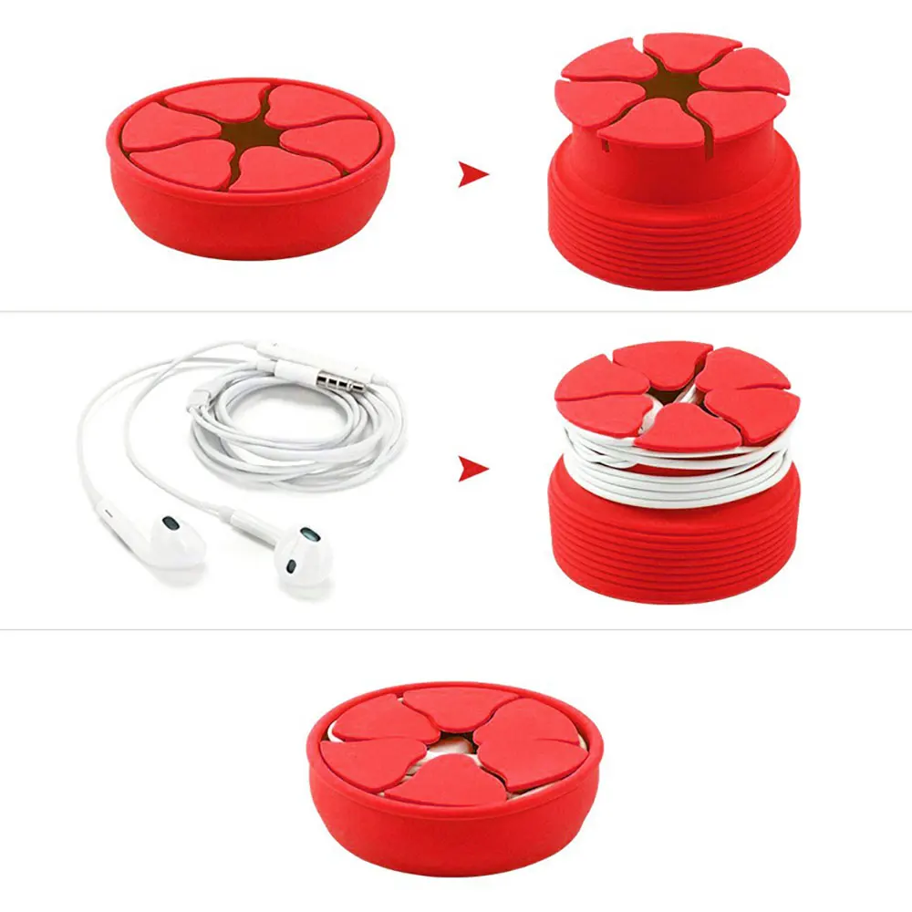 Silicone earphone cable storage box Data Line Cables Portable Earphone Organizer Box Bowl Shape Wire Cable Winder Silicone world
