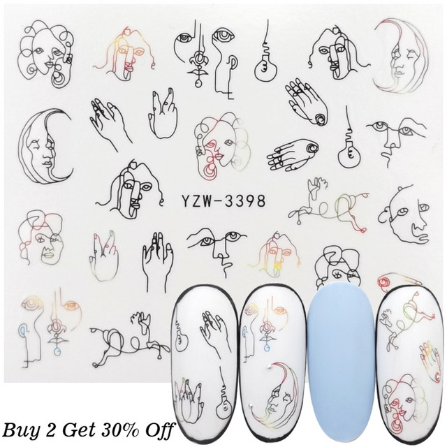 New Jewelry Nail Sticker Black Vintage Boho Style Decals Manicure Water Transfer Slider Foil Slider Decorations