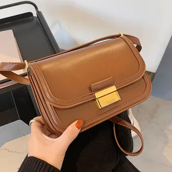 

HOT Niche Design High-end Female Bag New Autumn/winter Retro One-shoulder Messenger Bag Square Bag Dual-use Bag Width: 21cm