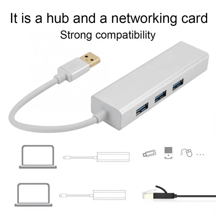 DM HE84 гигабитный USB Ethernet адаптер + 3 0 концентратор 1000 м Проводная сетевая карта к RJ45