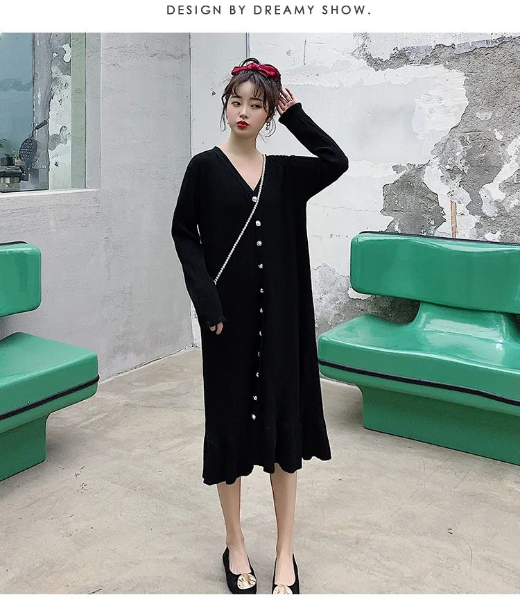 2020 Fashion Maternity Dress Loose spring autumn winter Skirt Pregnancy Clothes For Knit Pregnant Women Sweater (12)