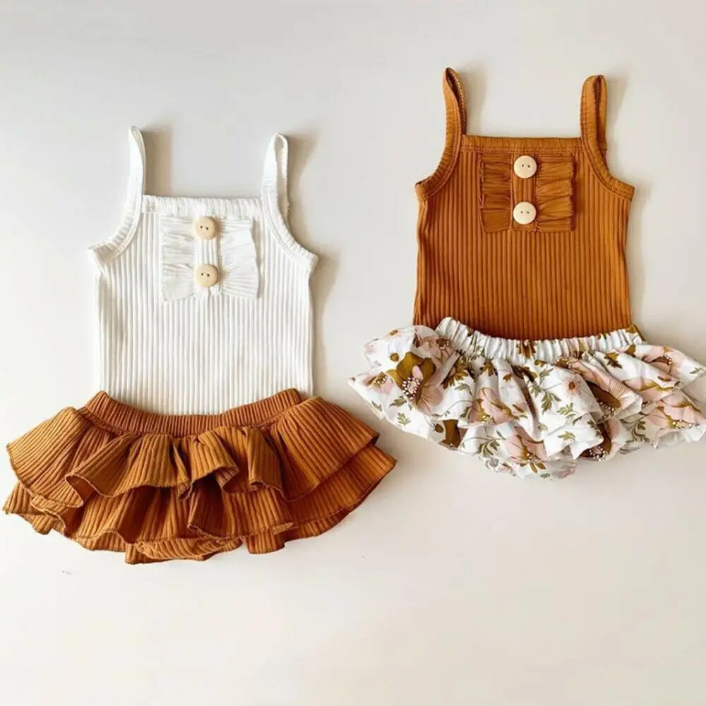 

6M-24M Flower Newborn Infant Baby Girls Clothes Set Knitted Rompers Ruffles Tutu Skirts Outfits Soft Toddler Baby Girl Costumes