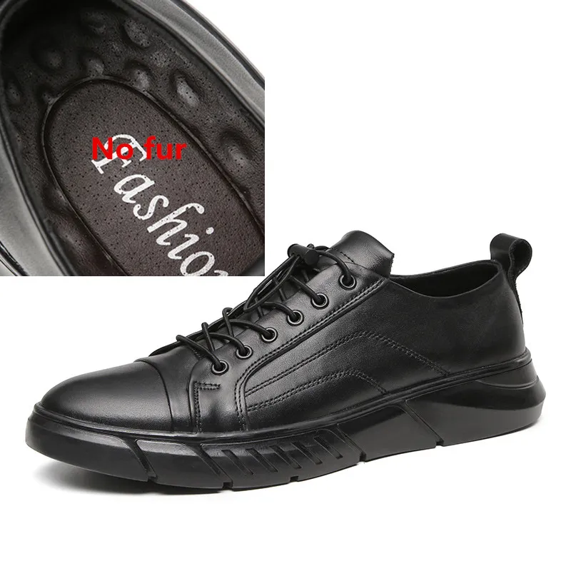 Большие размеры 38-48; мужская повседневная обувь; натуральная кожаная мужская обувь; дизайнерская однотонная Классическая модная мужская обувь на плоской подошве со шнуровкой - Цвет: black