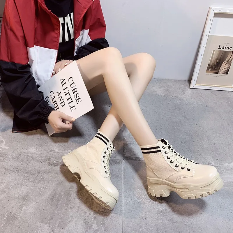 

Online Celebrity Elevator Short Boots nv shoes for autumn 2019 Autumn New Style British Style Spring And Autumn Thick Bottomed T