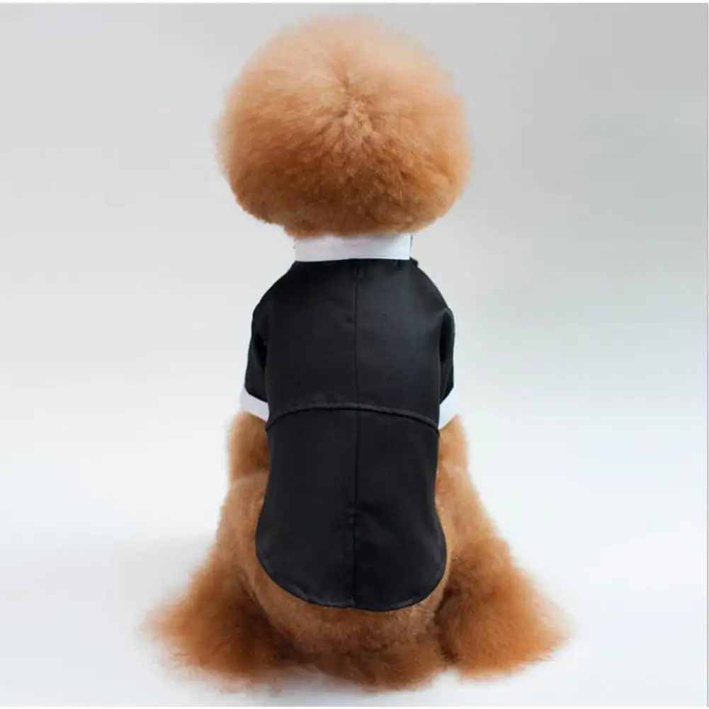 TPFOCUS Одежда для собак прекрасный черно-белый деловой костюм рубашка с кнопками для плюшевый медведь для домашних собак свадьба Тонкий Бант изящный пошив