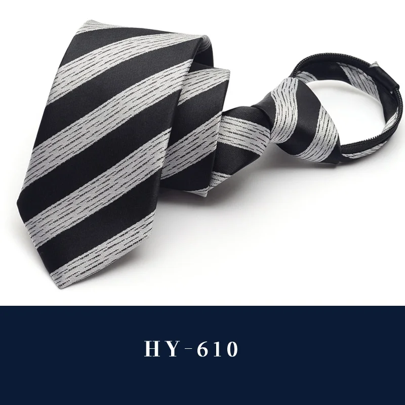 HY-610 High Quality New Designers Brands Fashion Business Casual 6cm Slim Ties for Men Zipper Necktie Formal Wedding with Gift Box - Цвет: HY-610