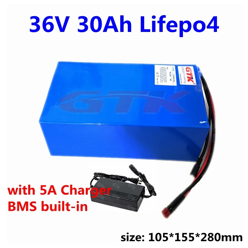 Rechargeable 36V 30Ah Lithium LiFepo4 battery pack for 36V 1500W electric karts go kart electric