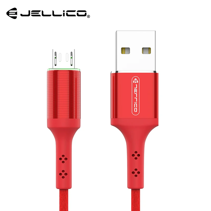 Jellico светодиодный кабель Micro USB для Xiaomi Redmi 4X Note 5 Реверсивный Micro usb кабель для зарядки samsung S7 мобильный телефон - Цвет: Красный