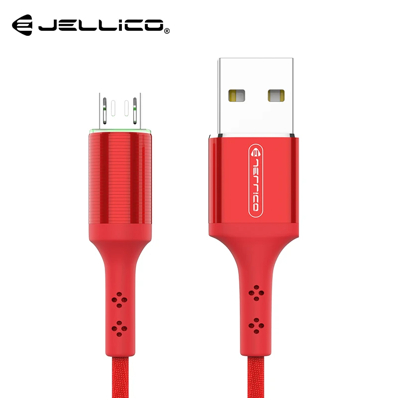 Красный Jellico светодиодный кабель Micro USB для Xiaomi Redmi 4X Note 5 Реверсивный Micro usb кабель для зарядки samsung S7 мобильный телефон - Цвет: Красный