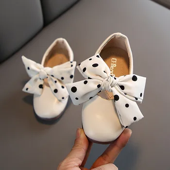 

2020 Autumn Princess Girls Dot Lace Bow Flat Shoes AS0276