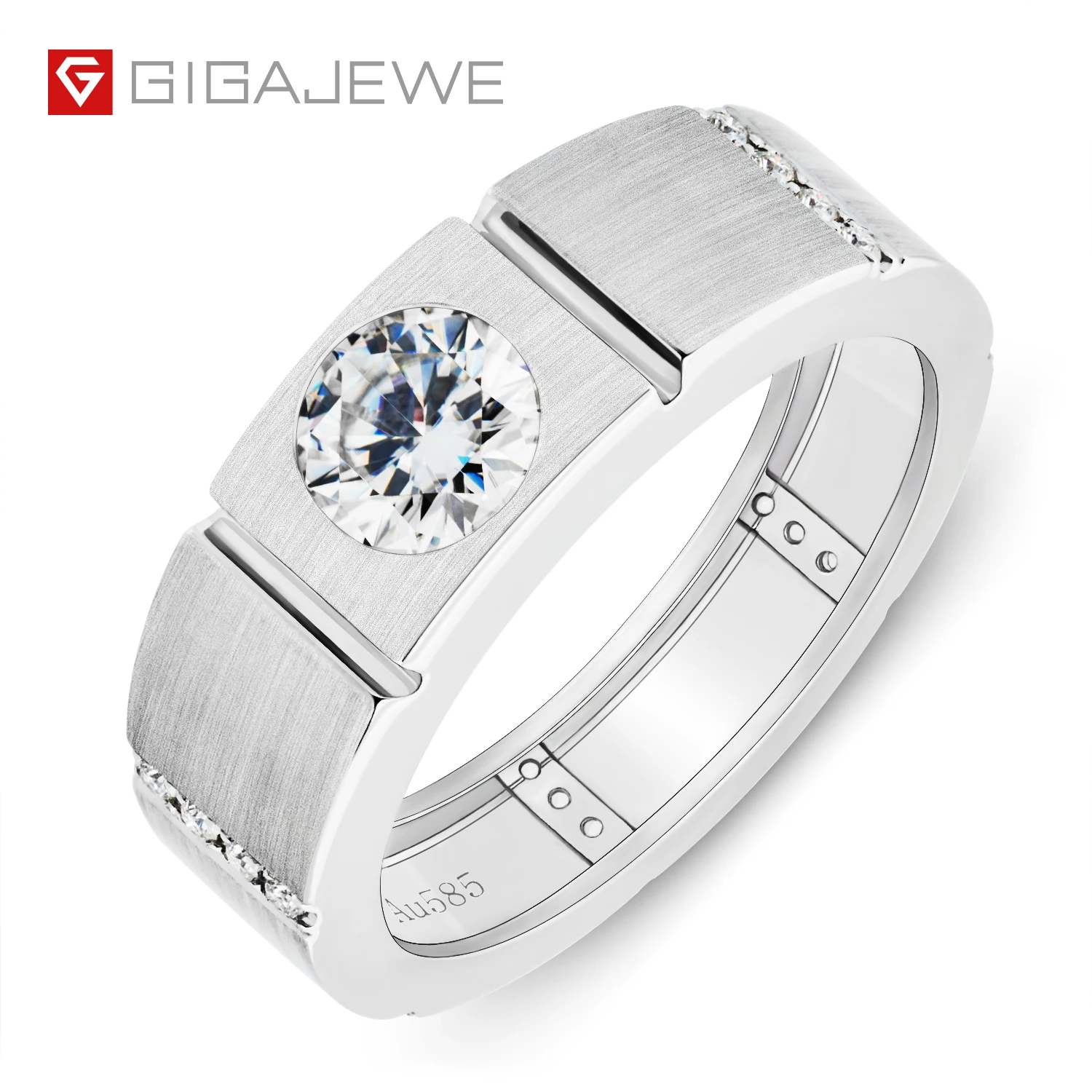 GIGAJEWE Mainstone 1.0ct 6 5 мм D Цвет Moissanite круглая огранка VVS1 18K белое золото кольцо