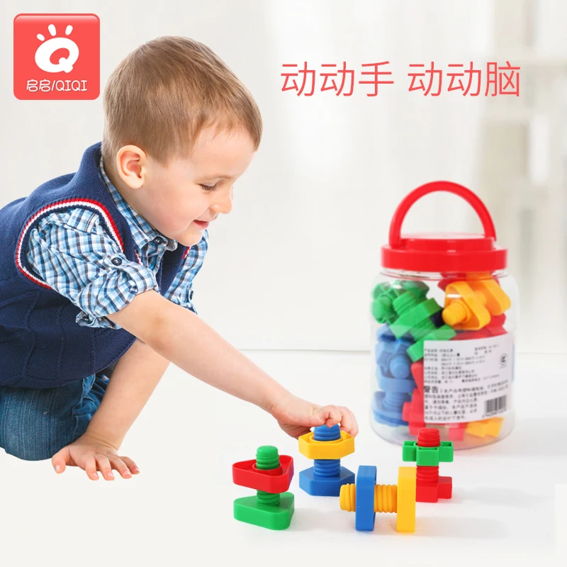 Детские развивающие Игрушки для раннего образования, пластиковые винты для сопряжения, гайки, строительные блоки, комбинированная сборка, детская игра