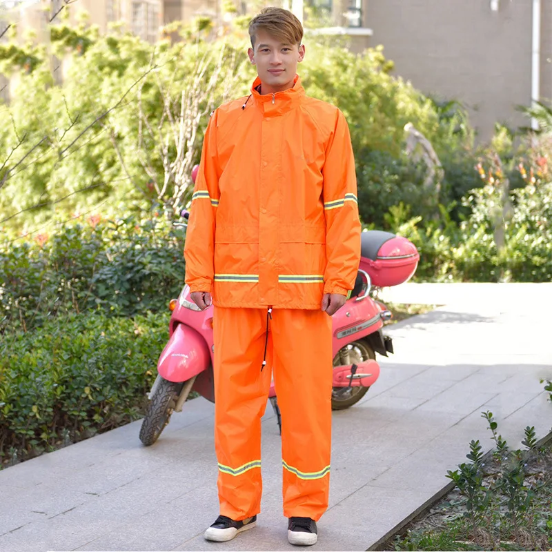 Genuine Product Tiantang T093a Night Light Double Layer Thickening Outdoor Raincoat And Rain Pants Set Engineering Firefighting