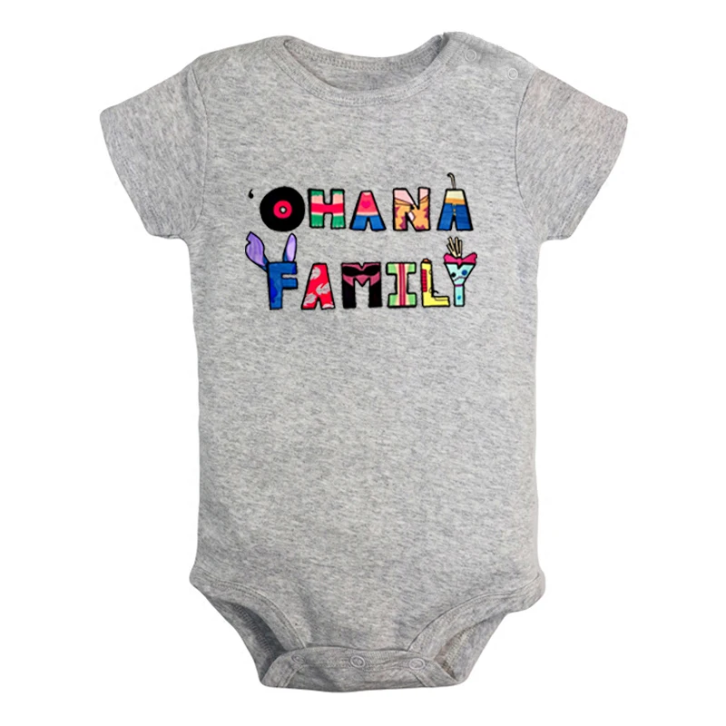 Милый Лило и Стич семья Охана дизайн новорожденных мальчиков и девочек наряды комбинезон с принтом младенческой Боди Одежда хлопок наборы - Цвет: JcBaby347GD