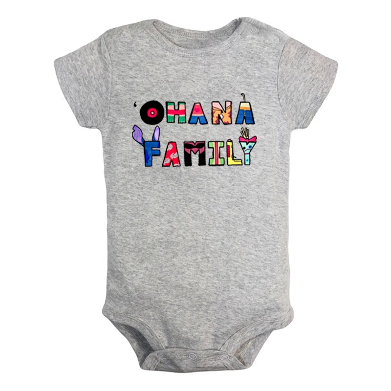 JcBaby347GD Милый Лило и Стич семья Охана дизайн новорожденных мальчиков и девочек наряды комбинезон с принтом младенческой Боди Одежда хлопок наборы - Цвет: JcBaby347GD