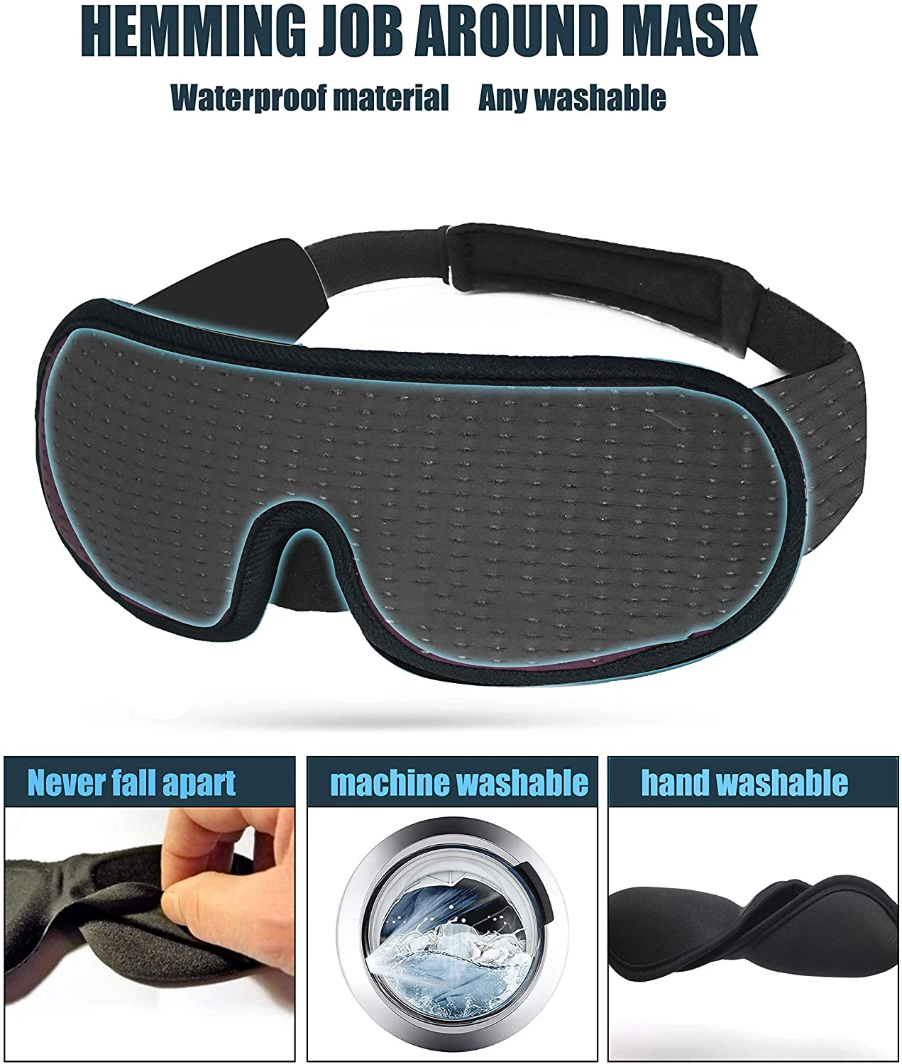 3D maska pro spát oko maska světel blockout měkké čalouněný spací textilie obal stín zavázanýma eyepatch