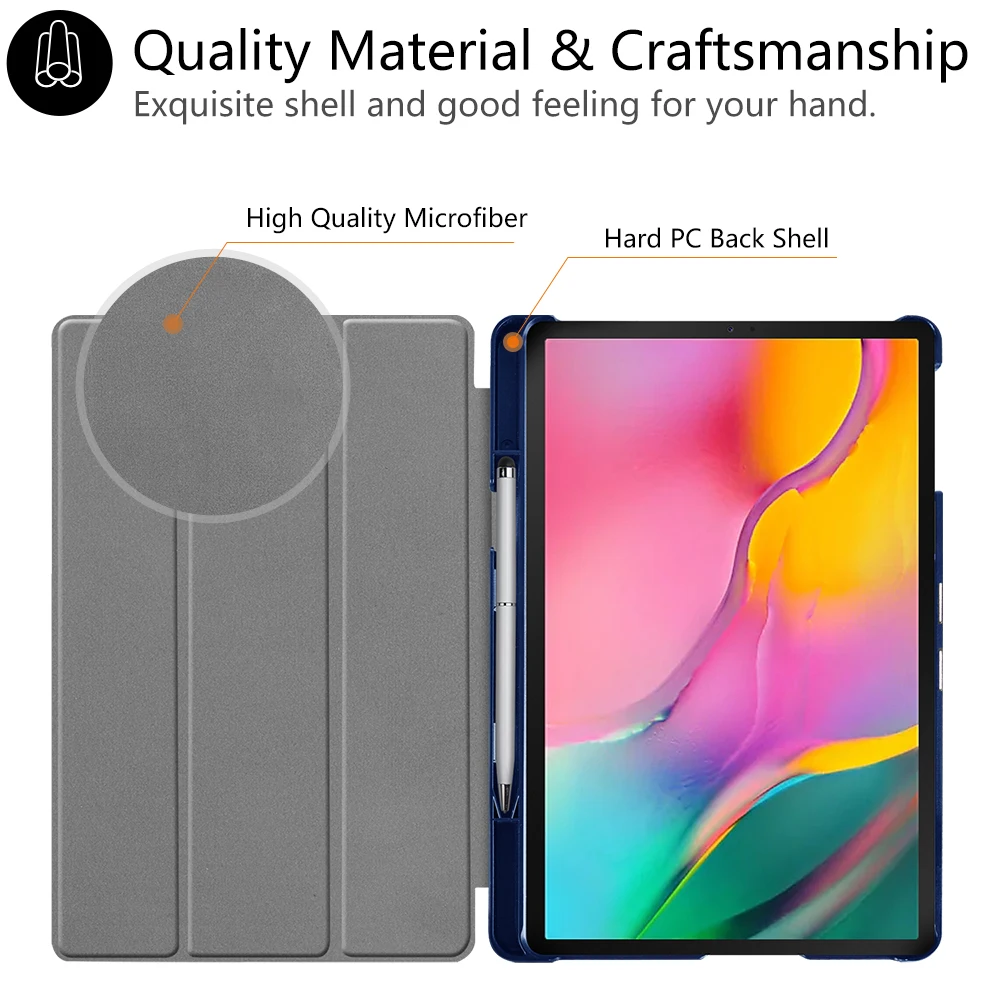 Tablet Case for Samsung Galaxy Tab A 10.1 2019 SM-T510 SM-T515 Magnetic  Stand Cover Case with Pencil Holder funda capa +film