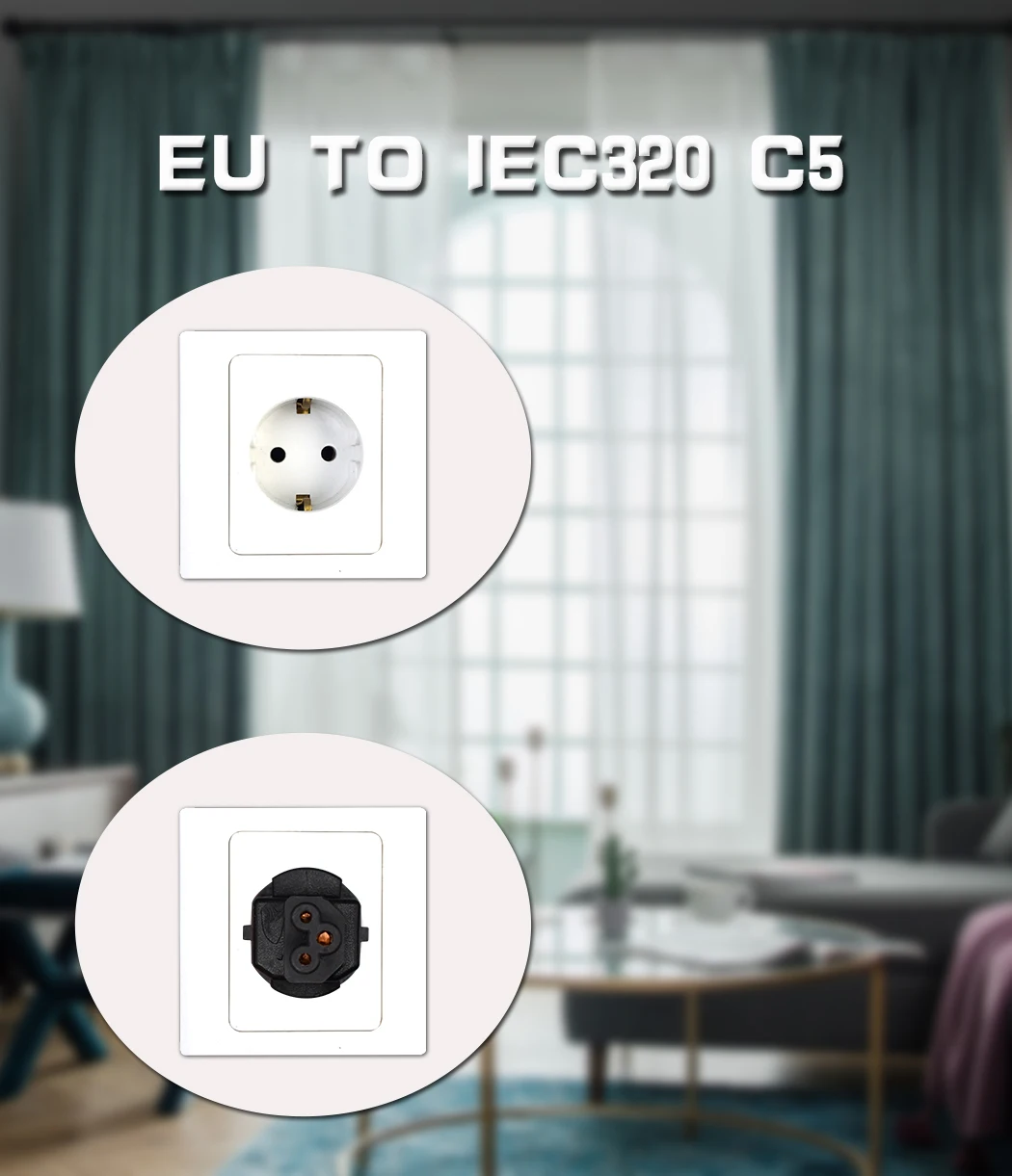 JORINDO EU(4,8 мм) в IEC320 C5 преобразователь питания, 3 отверстия AC адаптер преобразования, портативный адаптер преобразования питания, 16А/250 В
