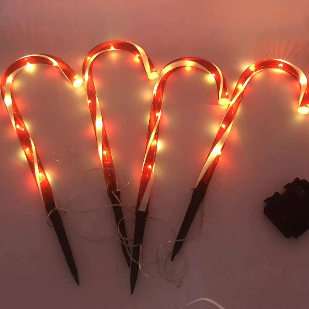 ZANCAKA 10pcs Christmas Light Pathway Candy Cane Walkway Light 110V Street Lamp Outdoor Garden Yard New Year's Decoration Lamp