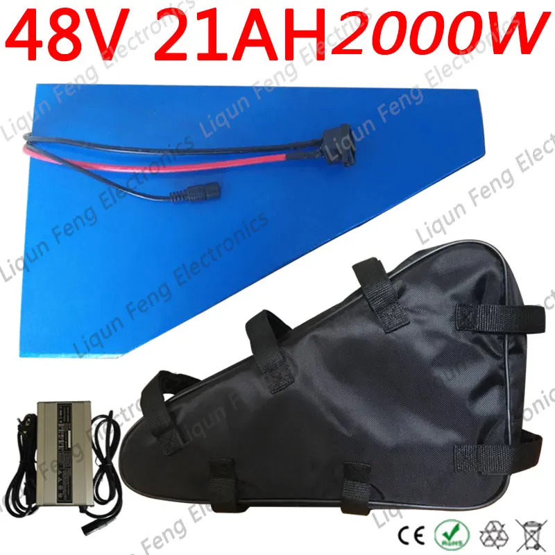 48V для е-байка Батарея 48V 20Ah Треугольники Электрический велосипед Батарея с 3A Зарядное устройство для 1000 Вт 2000 Bafang BBS03 BBS02 Duty