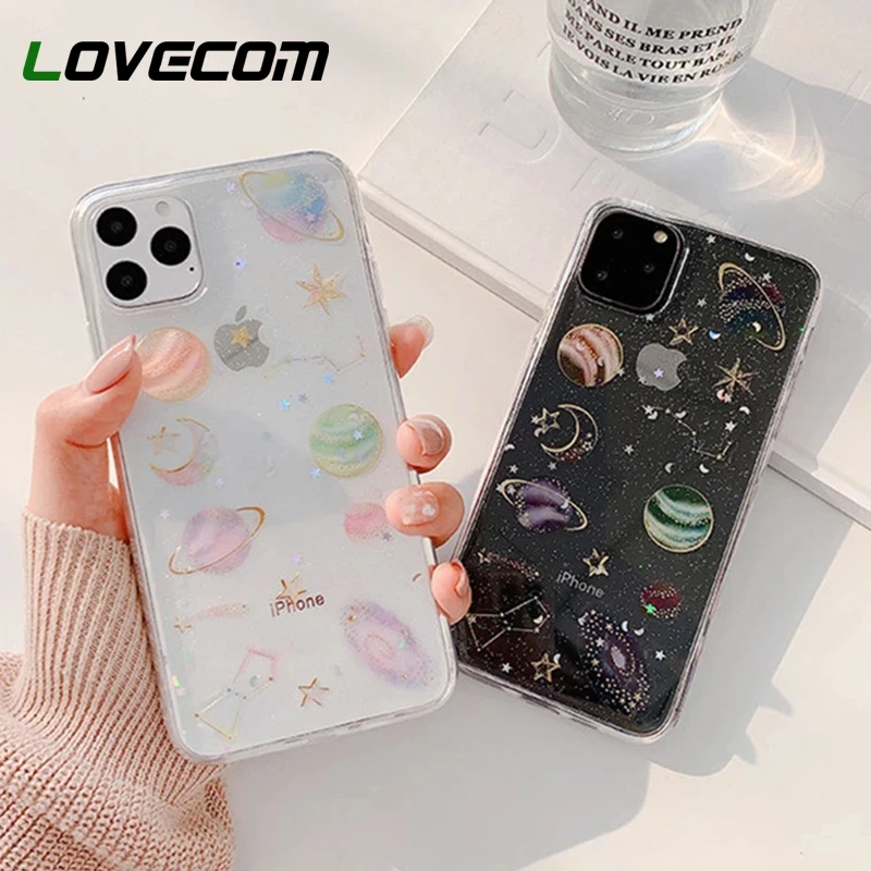 For iPhone 12 Pro Case Planet Glitter Star Clear Phone Case For iPhone 12 11 Pro Max XR X XS Max 7 8 Plus Soft Epoxy Phone Cover|case for iphone|phone casescase for iphone 6 - AliExpress
