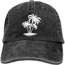 Пальмовое дерево и тропический остров-1 унисекс бейсболка хлопок деним Регулируемая Кепка для гольфа s для мужчин и женщин