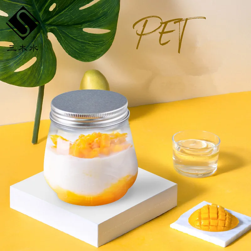 

15pcs High quality ice cream box biscuits pudding jelly salad fruit transparent plastic cups 260ml yogurt sealed jar with lids