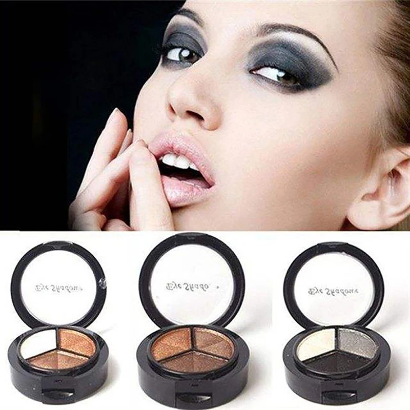 

Portable 3 Color Pearlescent Nude Makeup Eye Shadow Box Powder Beauty Art Women Makeup Long-lasting Easy To Wear Girl Naturally