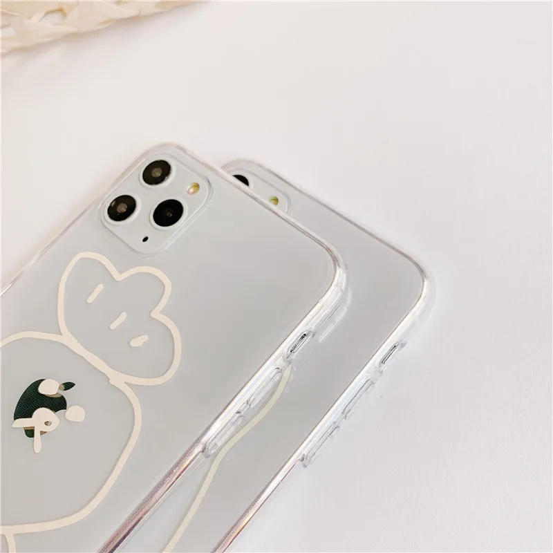 INS корейский милый чехол для телефона с медвежонком для iPhone11 11Pro MAX X XS Max XR 8 7 Plus Мягкий Прозрачный чехол из ТПУ