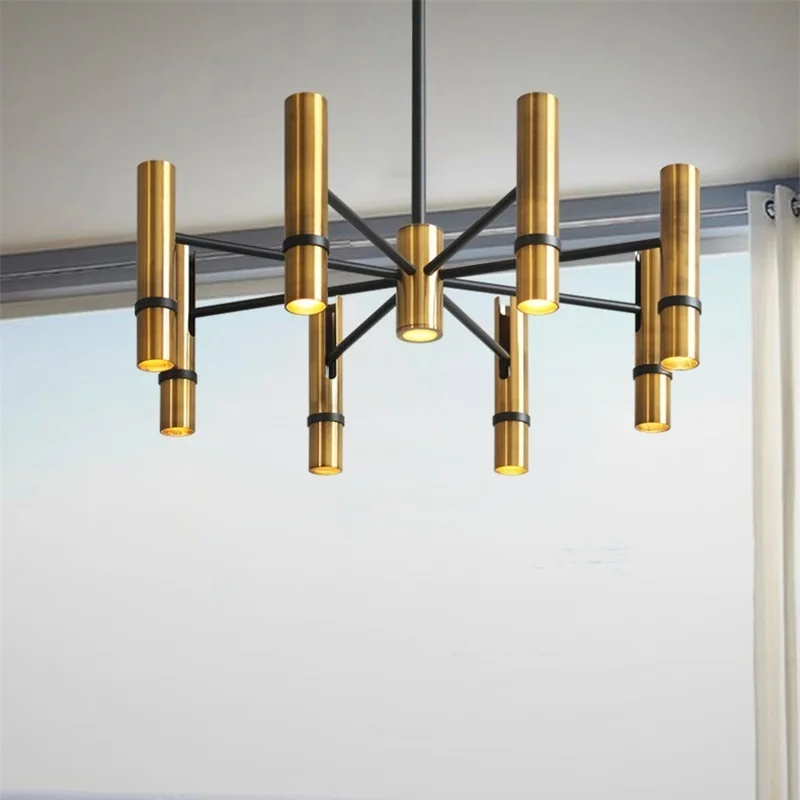 

Modern Postmodern Chandelier Lighting Nordic Designer Golden Steam Tube Lustre Suspension Lamp for Living Room Bedroom LED Light